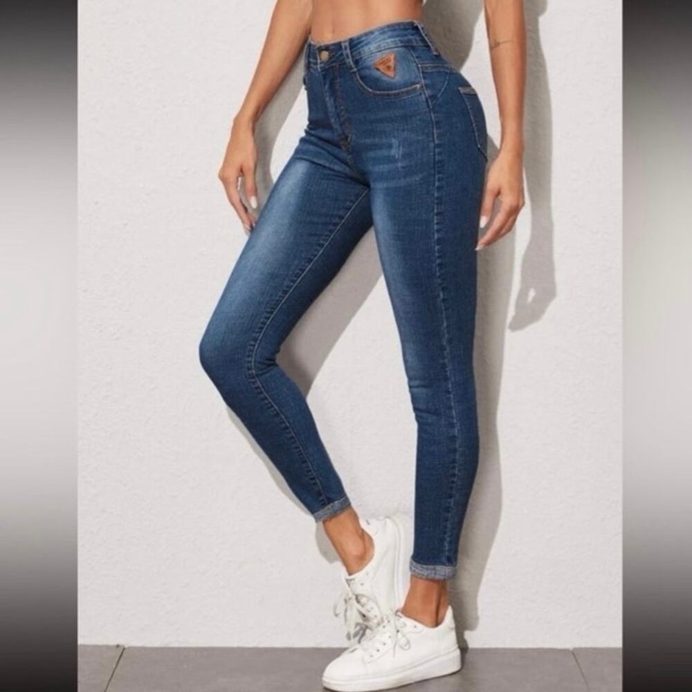 SHEIN Women’s Dark Wash High Rise Skinny Jeans Stretch Denim Size Medium 6